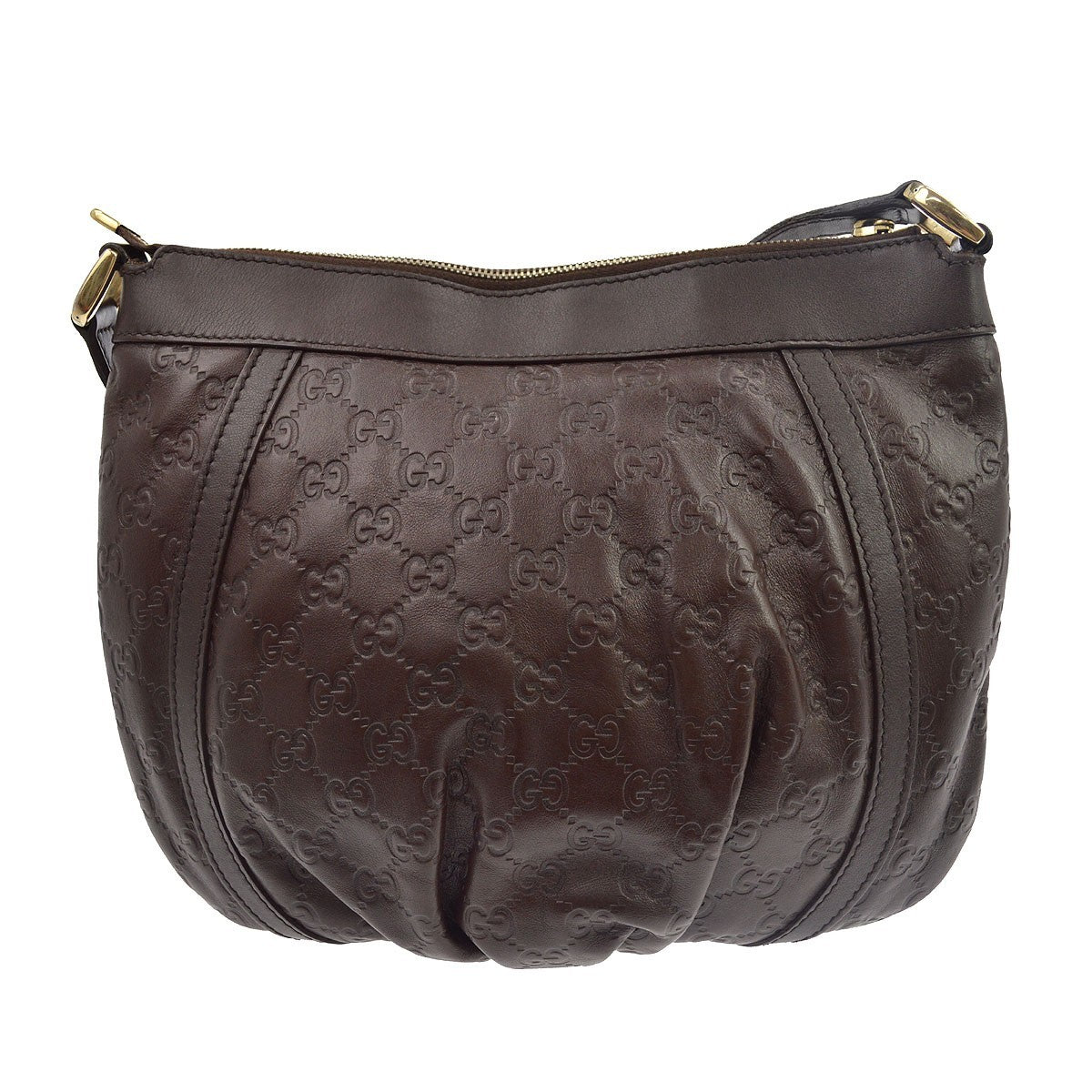 Gucci D Ring Messenger Guccissima Leather Brown Leather Shoulder Bag Bag (Pre-Owned)