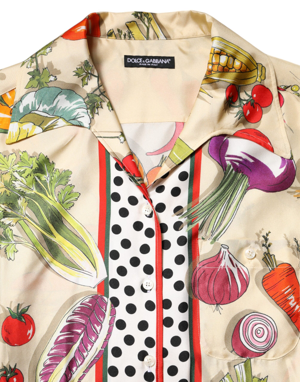 Dolce & Gabbana Multicolor Vegetables Silk Long Sleeves Women's Top
