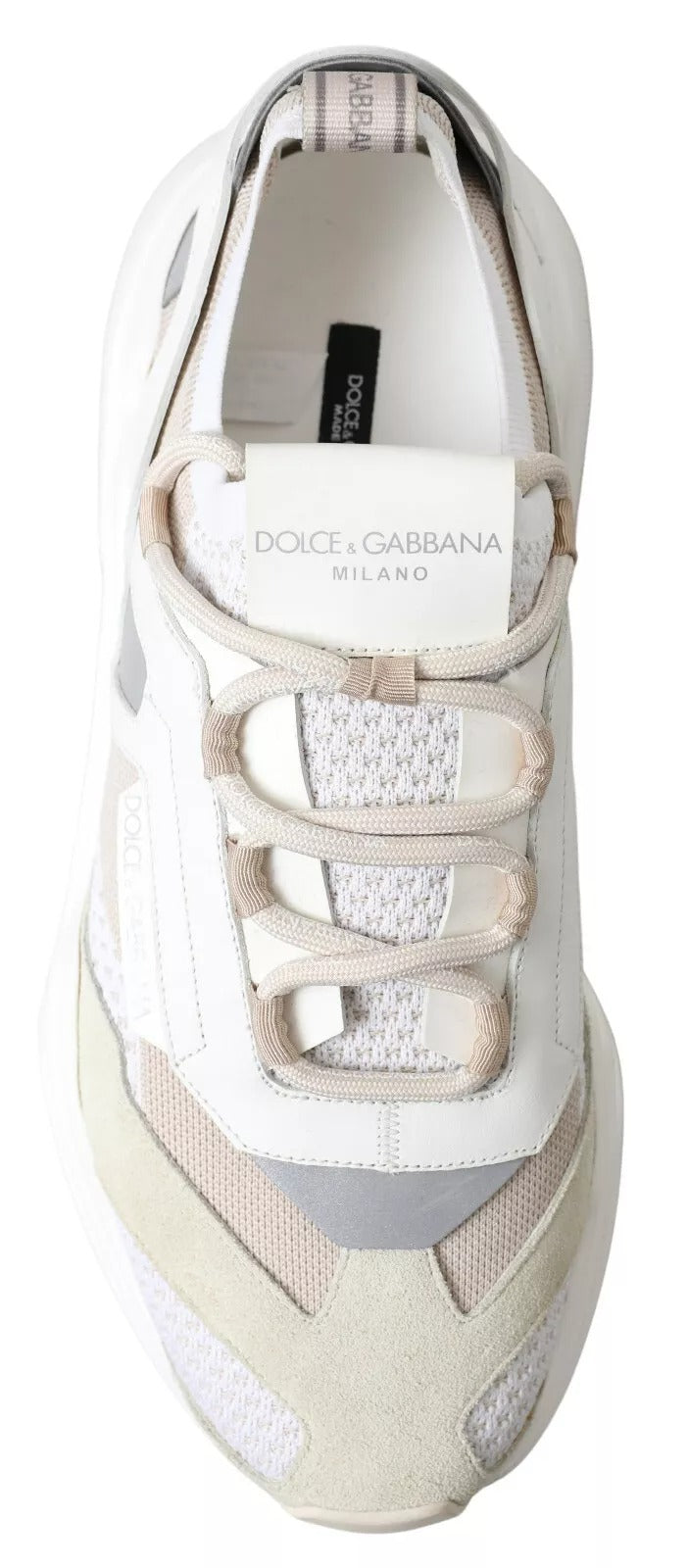 Dolce & Gabbana Sneakers White Beige Leather Sport DAYMASTER Women's Shoes