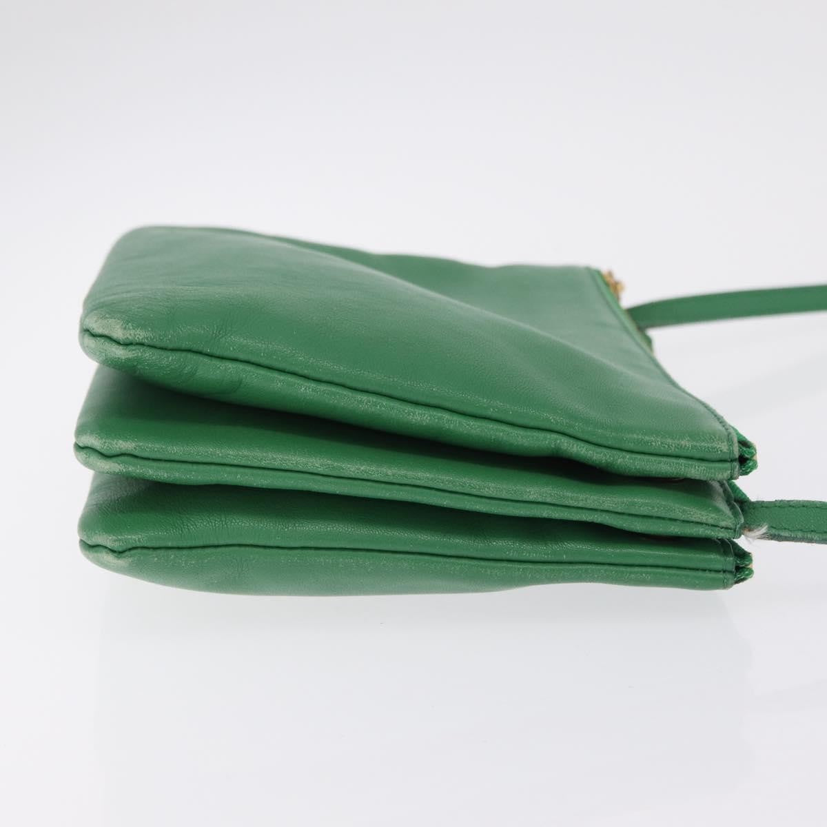 Celine Trio Leather Green Leather Crossbody Bag Bag (Pre-Owned)