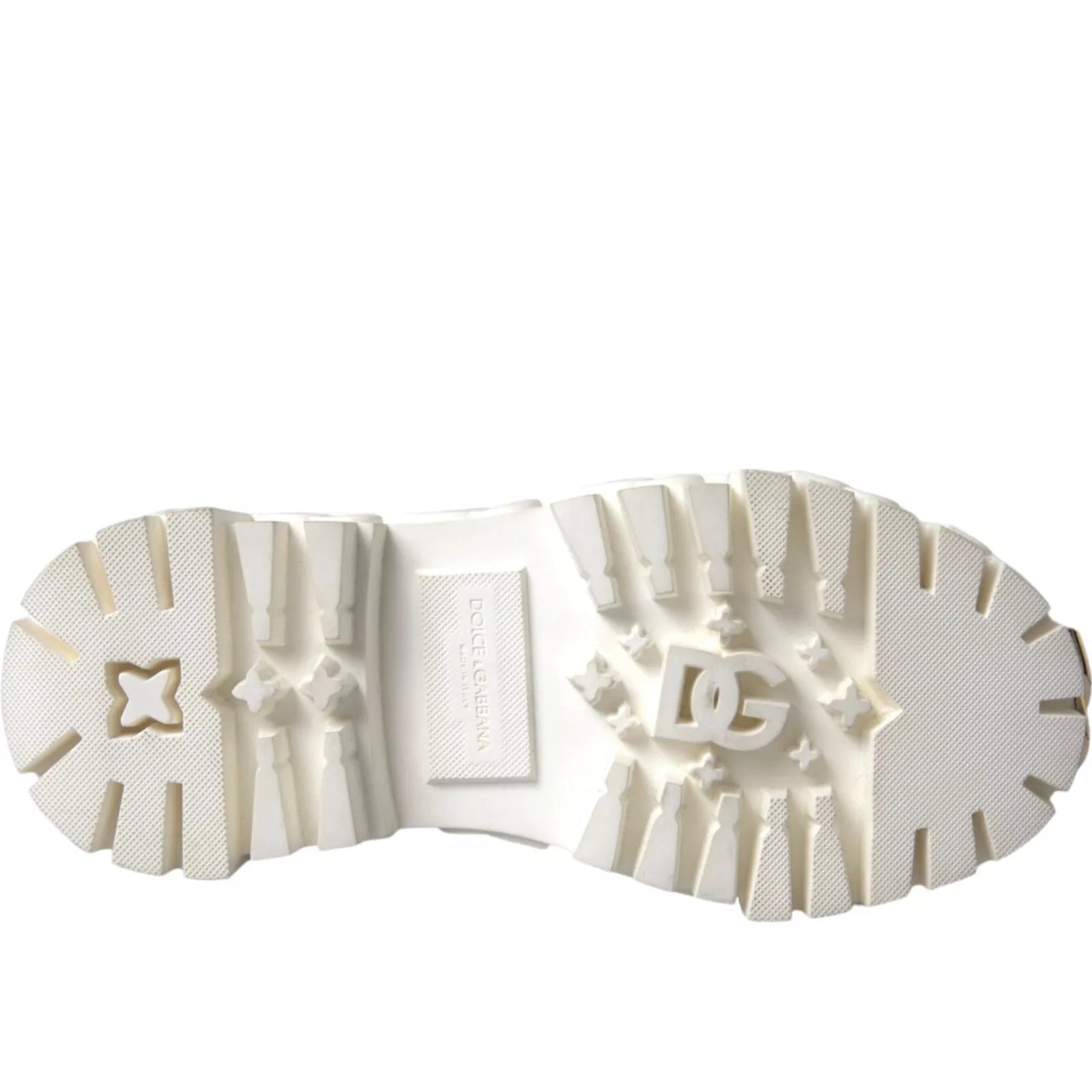 Dolce & Gabbana White Leather Rubber Logo Ankle Boots Women's Shoes (Pre-Owned)