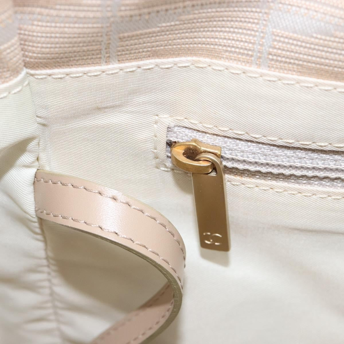 Chanel Travel Line Nylon Beige Nylon Tote Bag Bag (Pre-Owned)