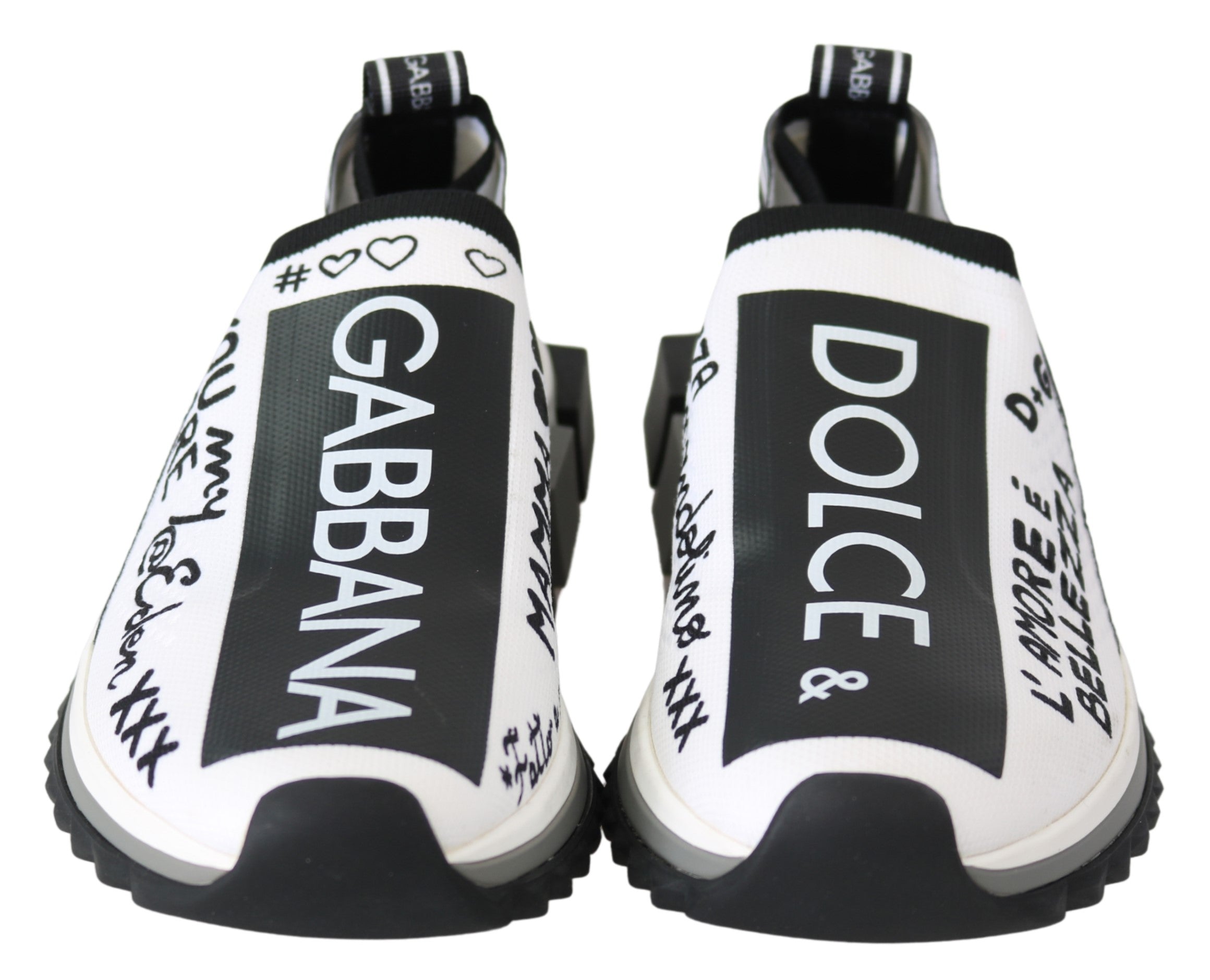 Dolce & Gabbana White Black Slip On Sorrento Women's Sneakers (Pre-Owned)