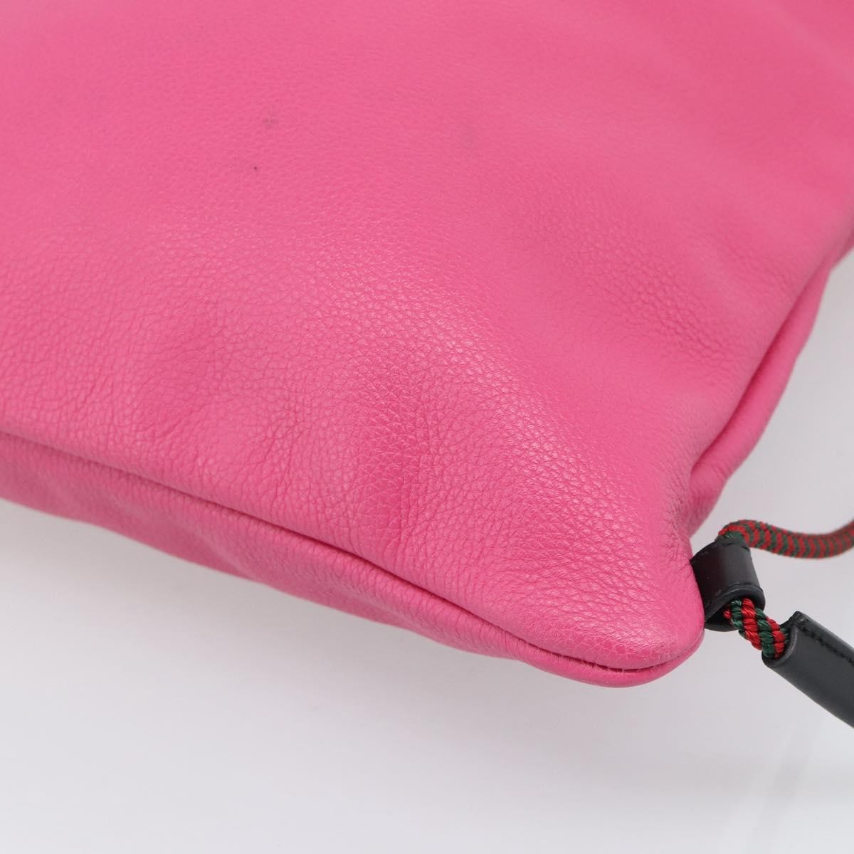 Gucci Logo Drawstring Printed Leather Pink Leather Backpack Bag (Pre-Owned)