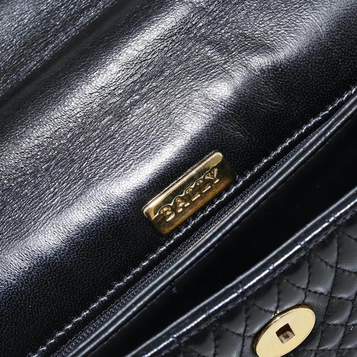 Bally Vintage Quilted Leather Black Leather Handbag (Pre-Owned)