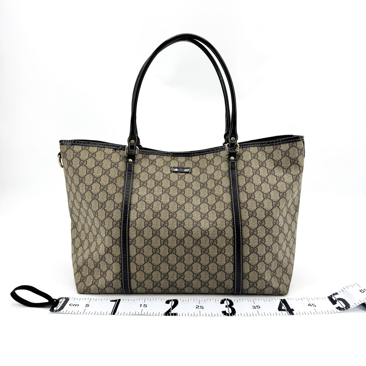 Gucci Joy Gg Coated Canvas With Leather Brown Canvas Tote Bag Bag (Pre-Owned)