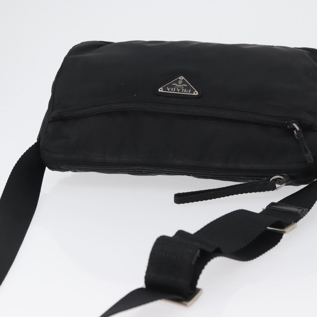 Prada Front Zip Tessuto Black Nylon Shoulder Bag Bag (Pre-Owned)