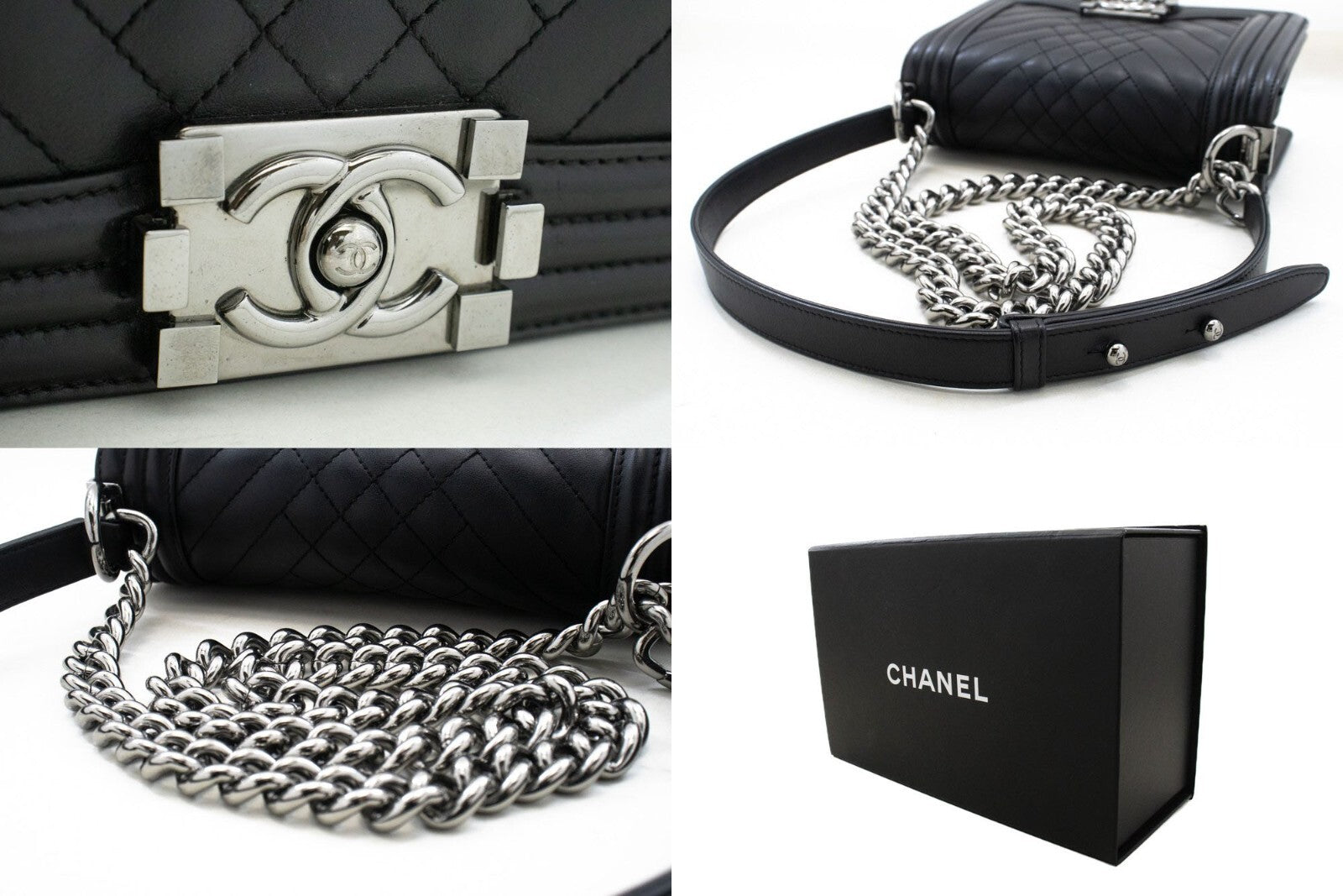 Chanel Boy Flap Quilted Calfskin Black Calfskin Shoulder Bag Bag (Pre-Owned)