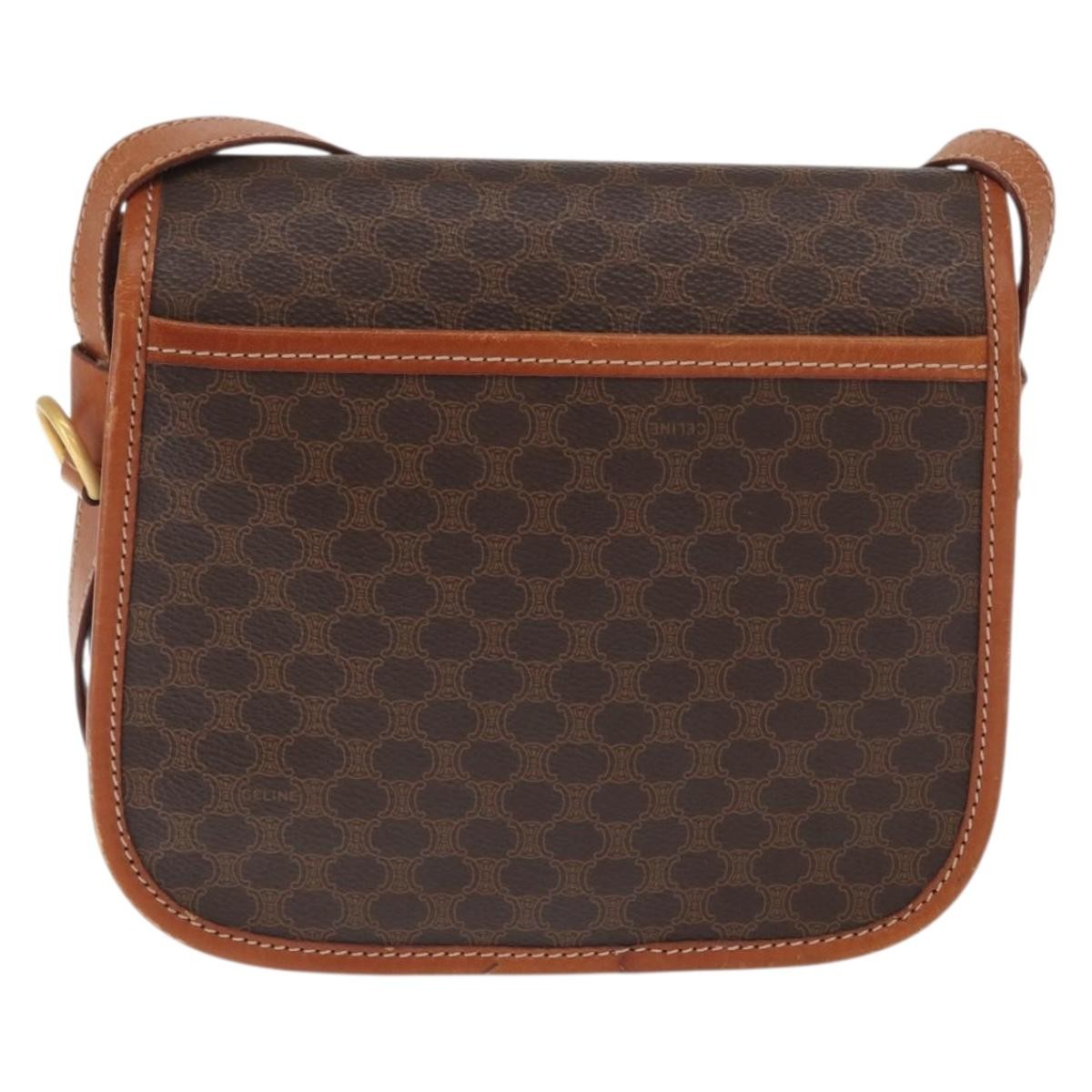 Celine Macadam Shoulder Canvas Brown Canvas Crossbody Bag Bag (Pre-Owned)