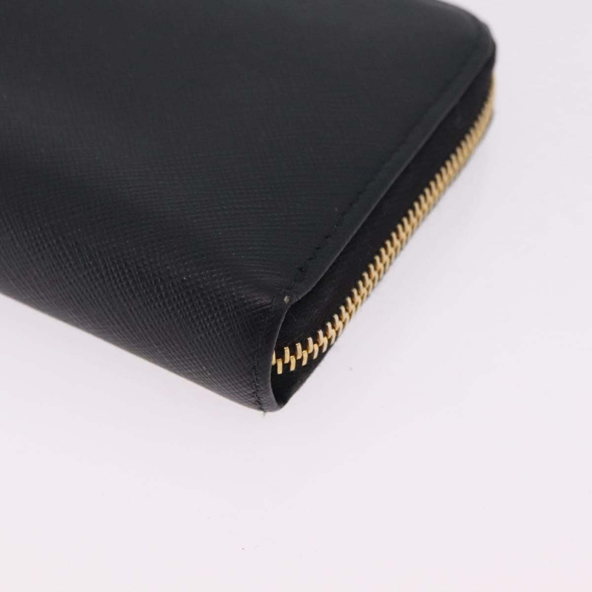 Prada Zip Around Tab Saffiano Leather Black Leather Wallets Accessory (Pre-Owned)