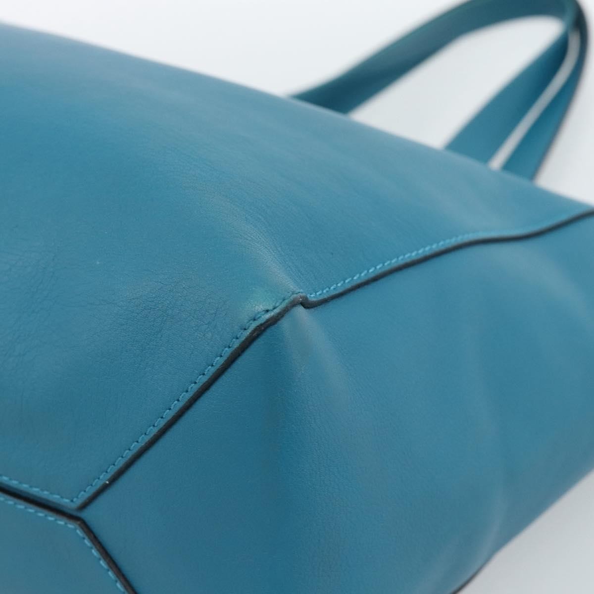 Loewe Anagram Leather Blue Leather Tote Bag Bag (Pre-Owned)