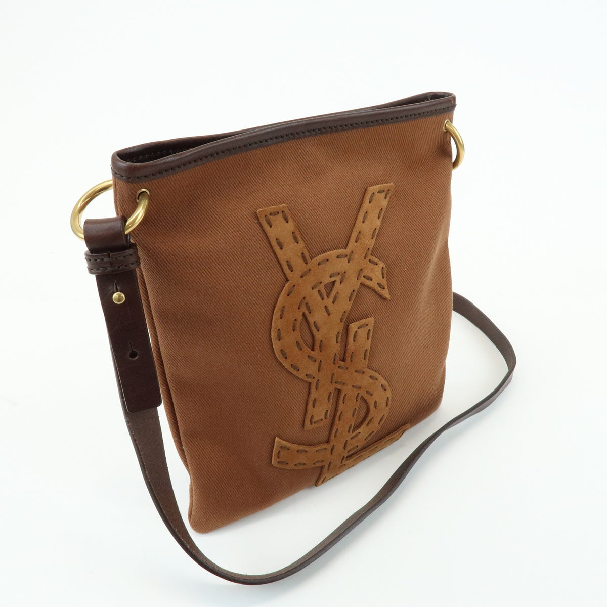 Saint Laurent Kahara Cassandra Canvas Brown Canvas Shoulder Bag Bag (Pre-Owned)