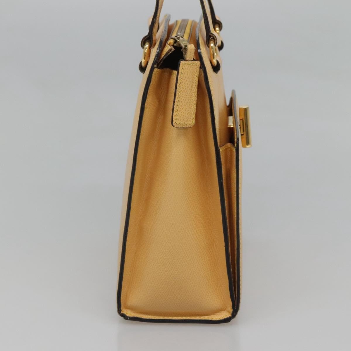Celine Vintage Turnlock Leather Yellow Leather Handbag (Pre-Owned)