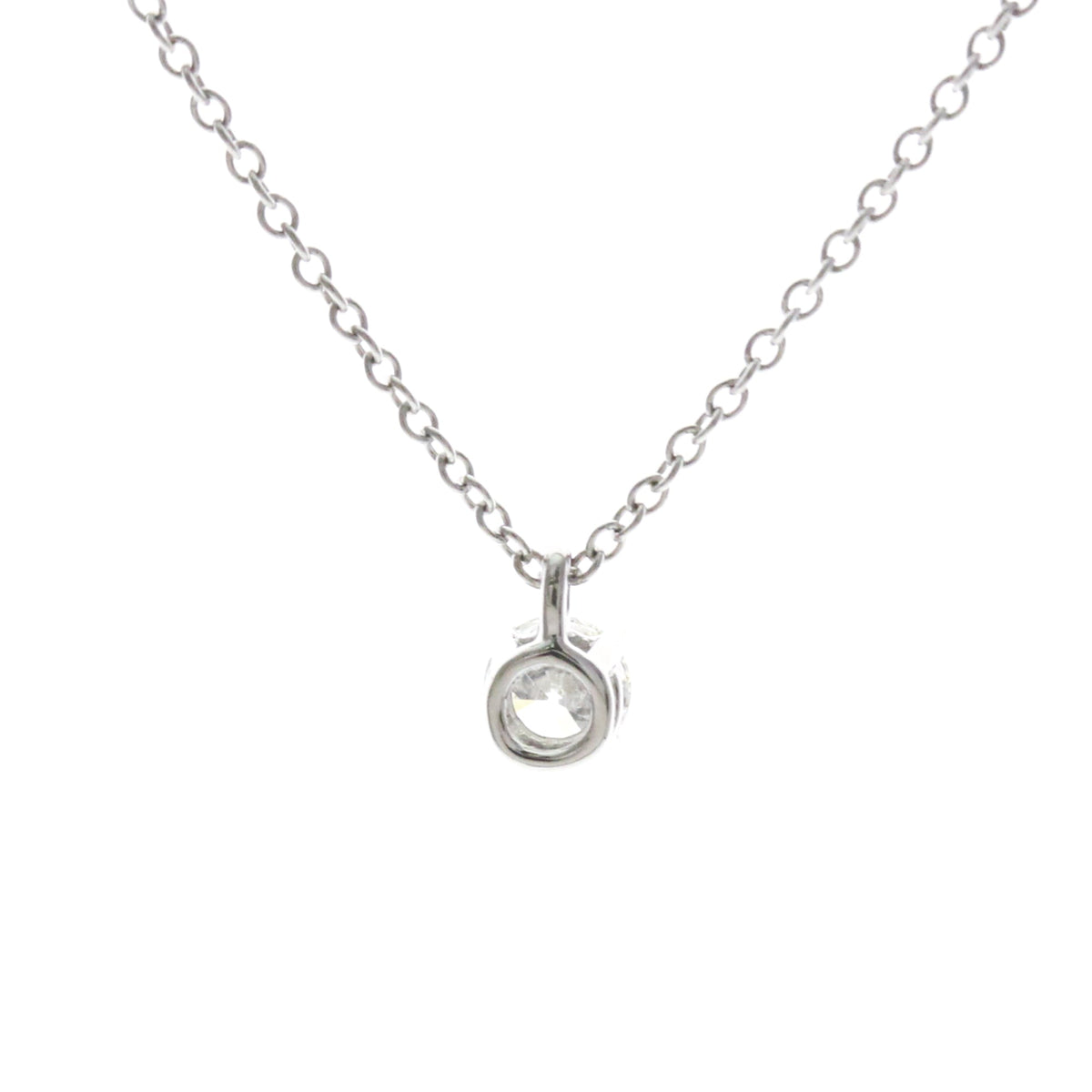 Tiffany & Co. Solitaire Pendant Platinum With Emerald Cut Diamond Silver Platinum Necklace Jewelry (Pre-Owned)
