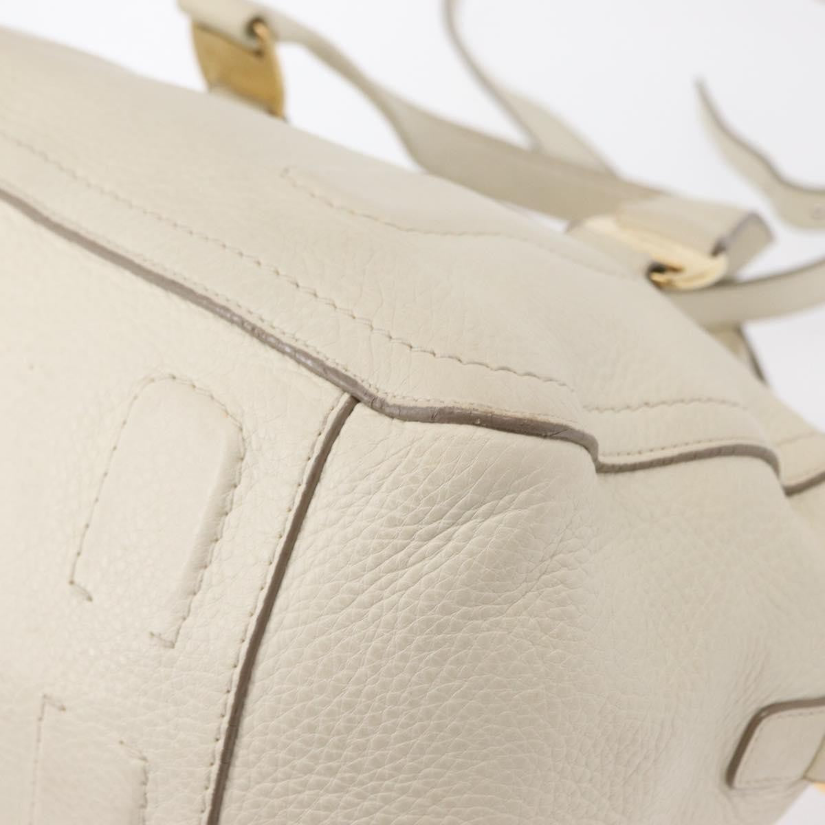 Salvatore Ferragamo Vala Leather White Leather Handbag (Pre-Owned)