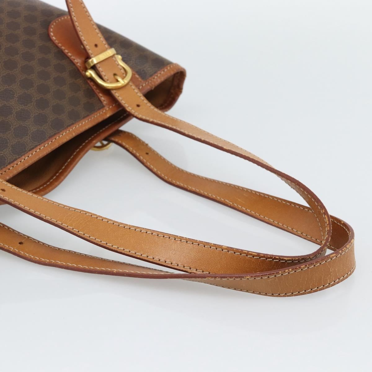 Celine Vintage Macadam Canvas And Leather Brown Canvas Tote Bag Bag (Pre-Owned)