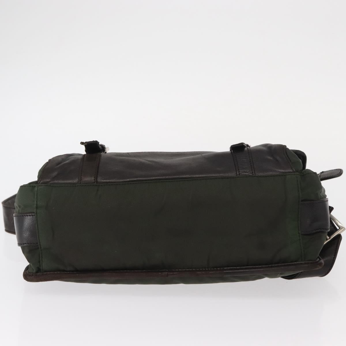 Prada Double Buckle Flap Messenger Tessuto Khaki Nylon Shoulder Bag Bag (Pre-Owned)