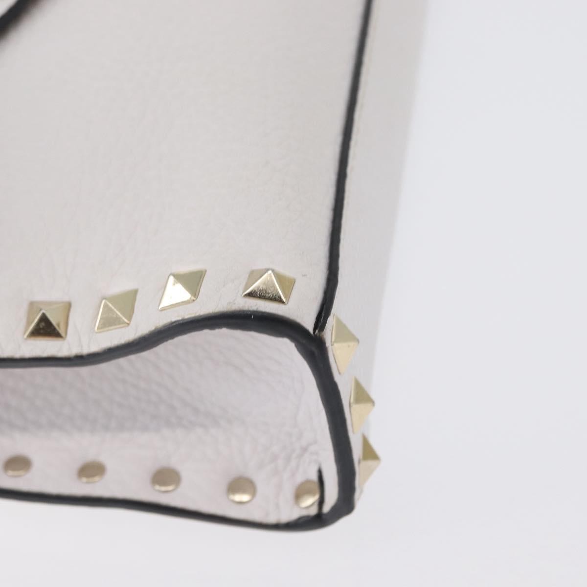 Valentino Garavani Rockstud Flip Lock Flap Leather White_Gold Leather Shoulder Bag Bag (Pre-Owned)