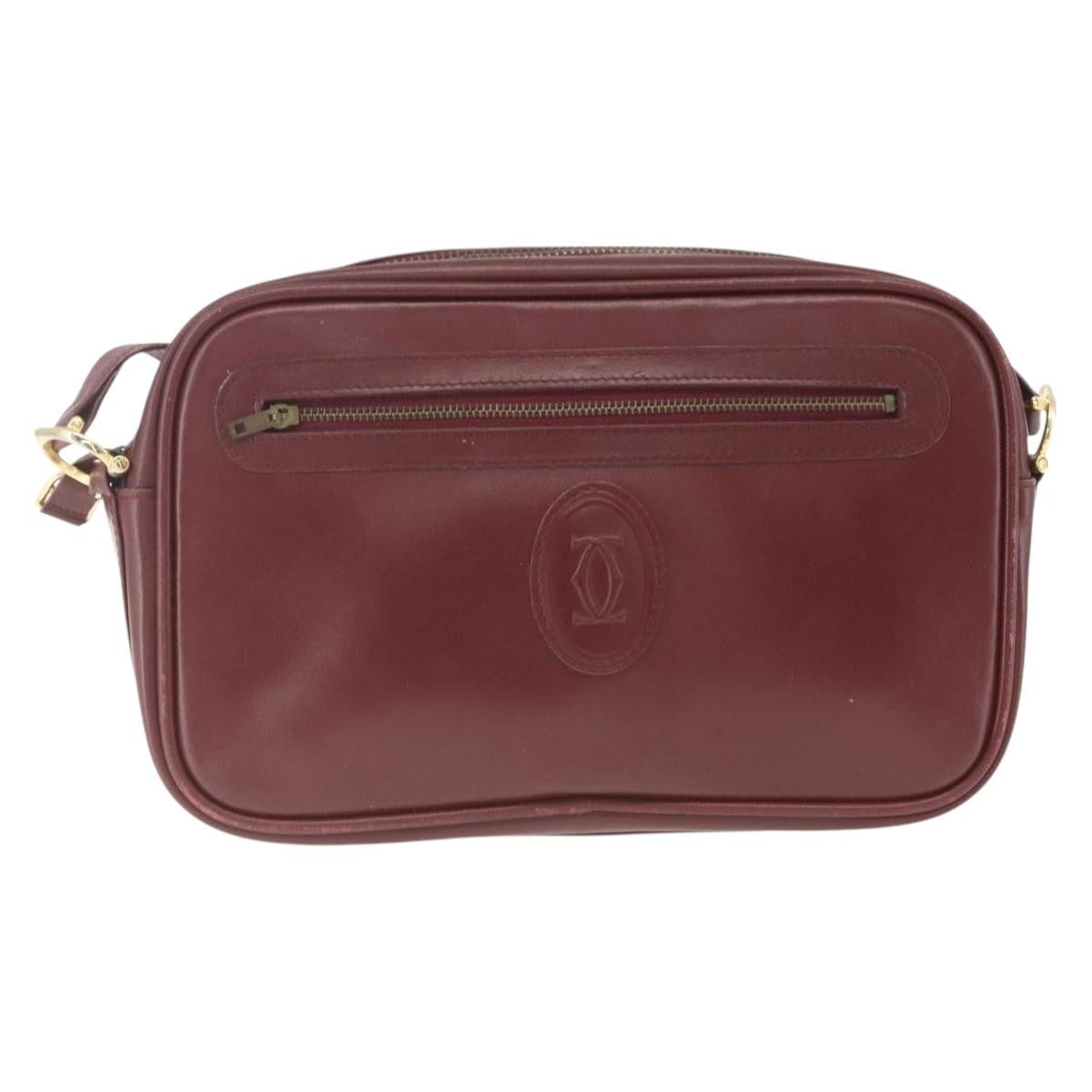 Cartier Must De Cartier Leather Burgundy Leather Shoulder Bag Bag (Pre-Owned)