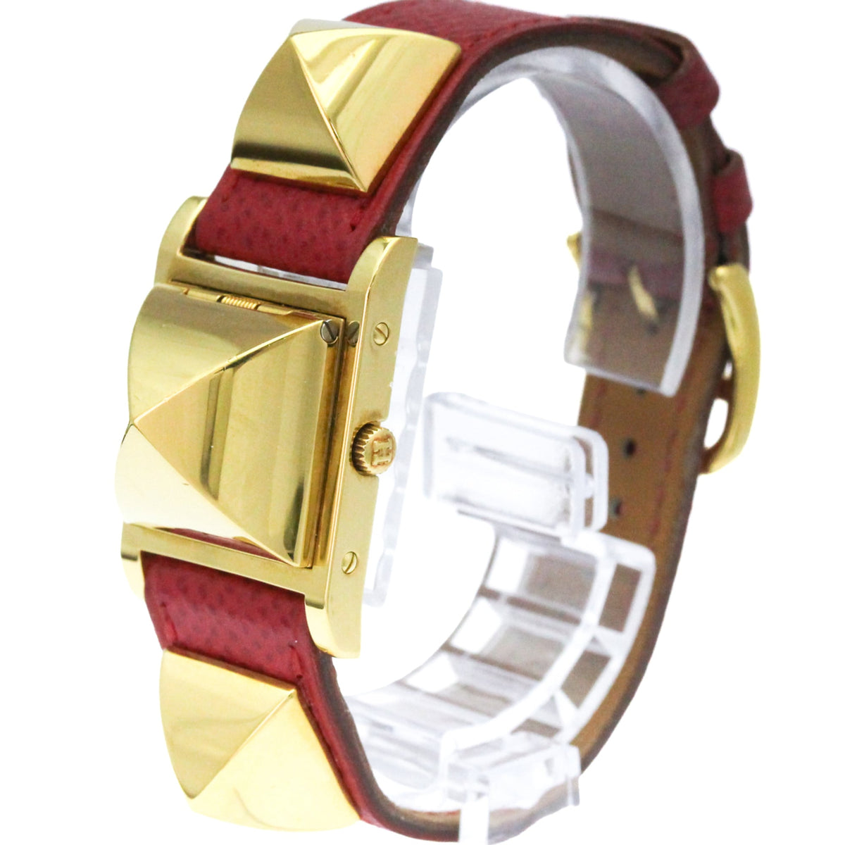 Hermes Medor Quartz Plated Metal And Leather Watch (Pre-Owned)