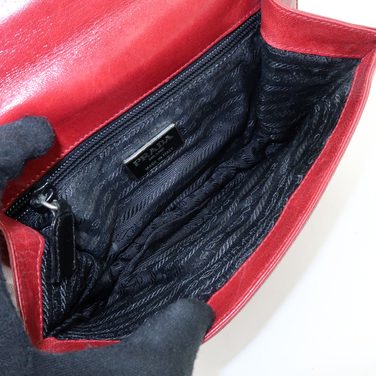 Prada Shoulder Leather Red Leather Shoulder Bag Bag (Pre-Owned)