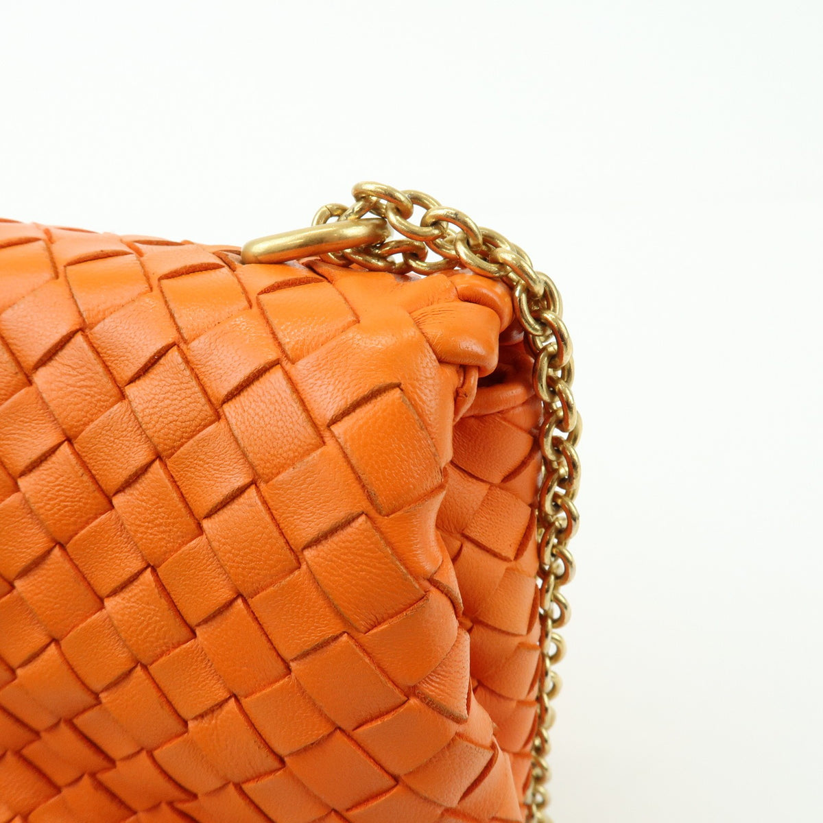 Bottega Veneta Olimpia Intrecciato Nappa Orange Leather Crossbody Bag Bag (Pre-Owned)