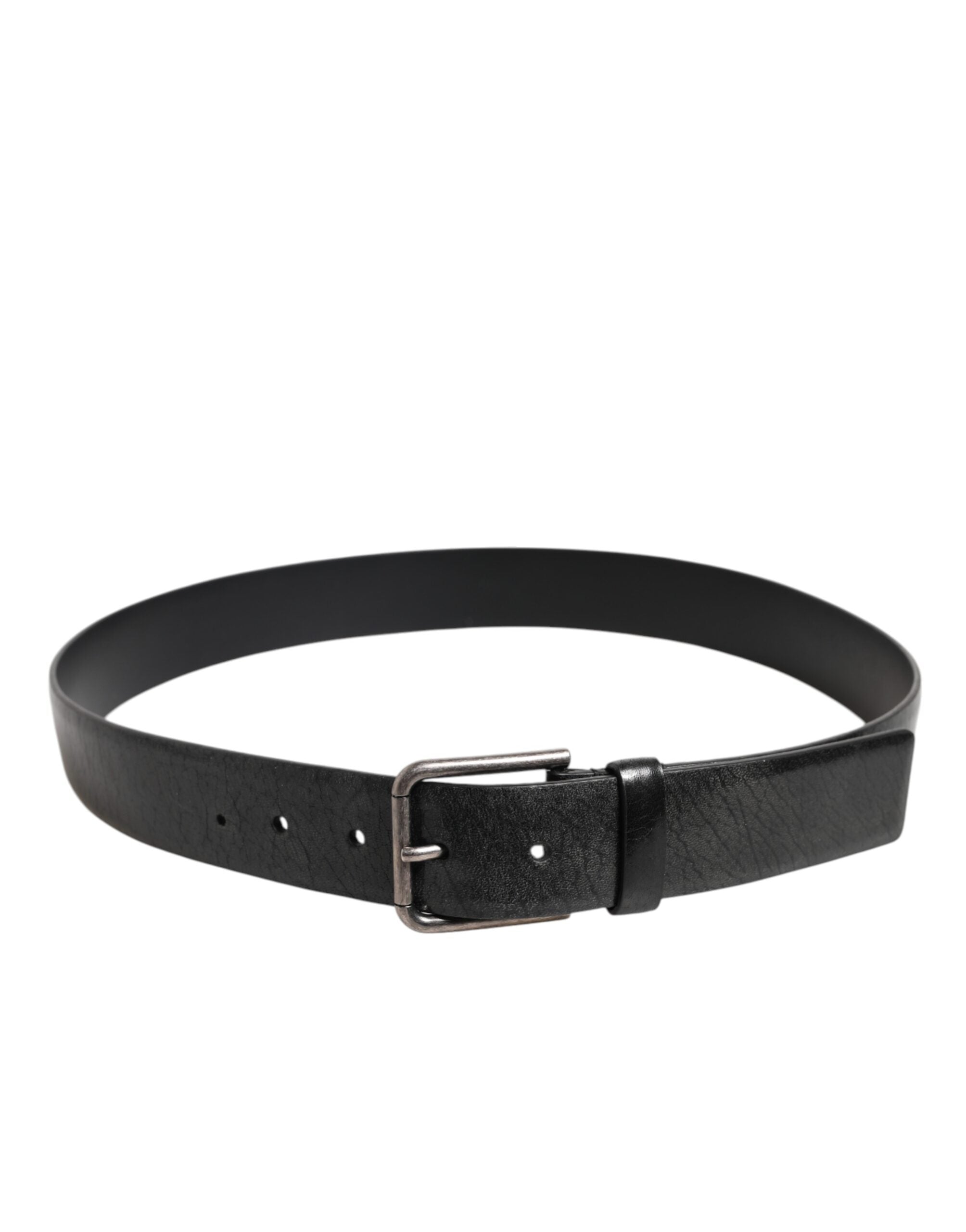 Dolce & Gabbana Black Classic Leather Metal Buckle Men's Belt (Pre-Owned)