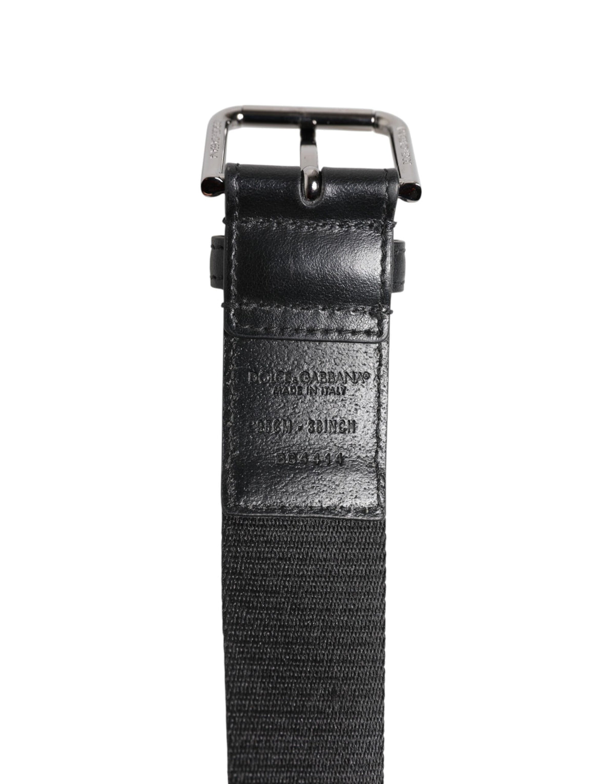 Dolce & Gabbana Black Blue DG Logo Silver Metal Buckle Men's Belt (Pre-Owned)