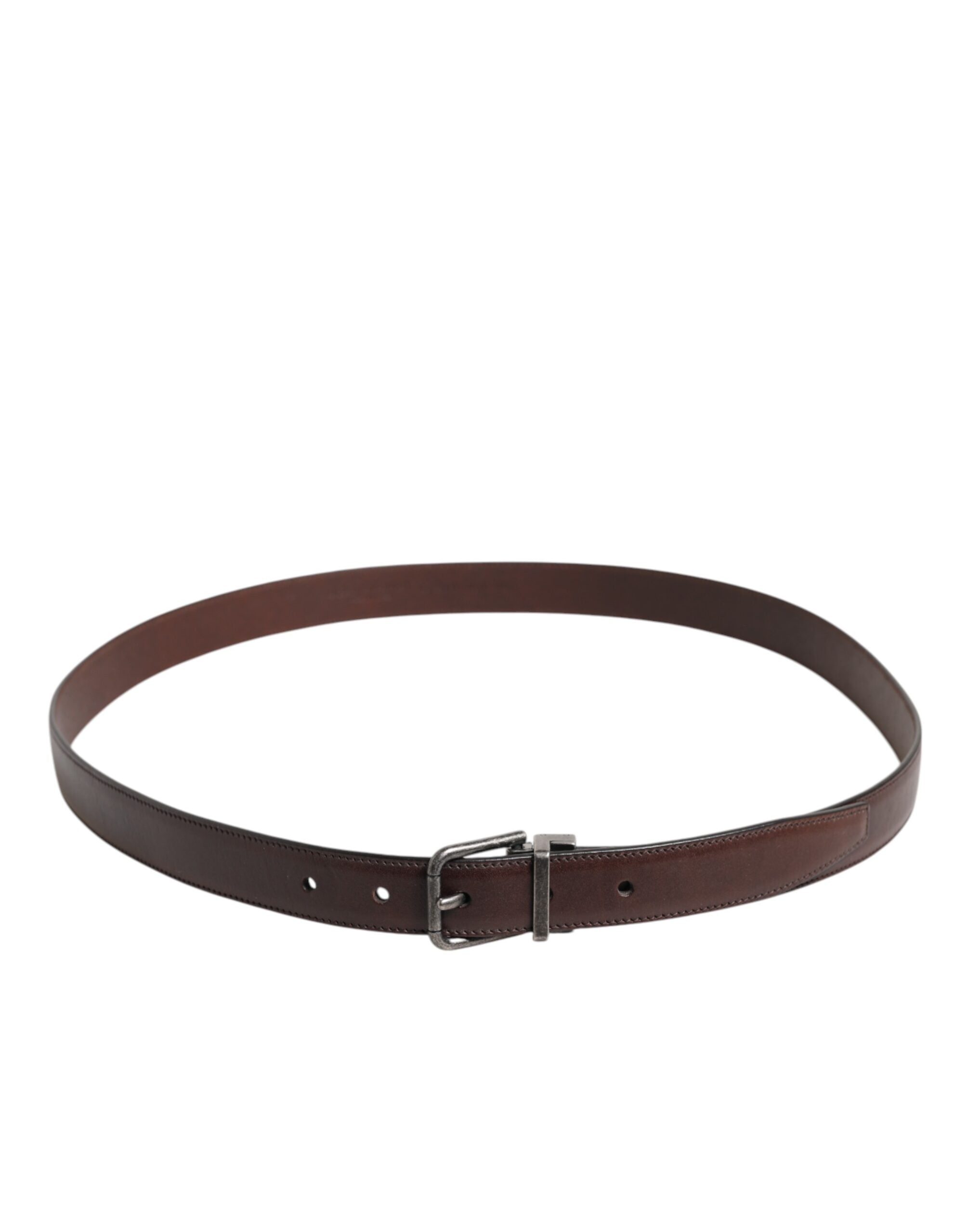 Dolce & Gabbana Brown Classic Calf Leather Metal Buckle Men's Belt