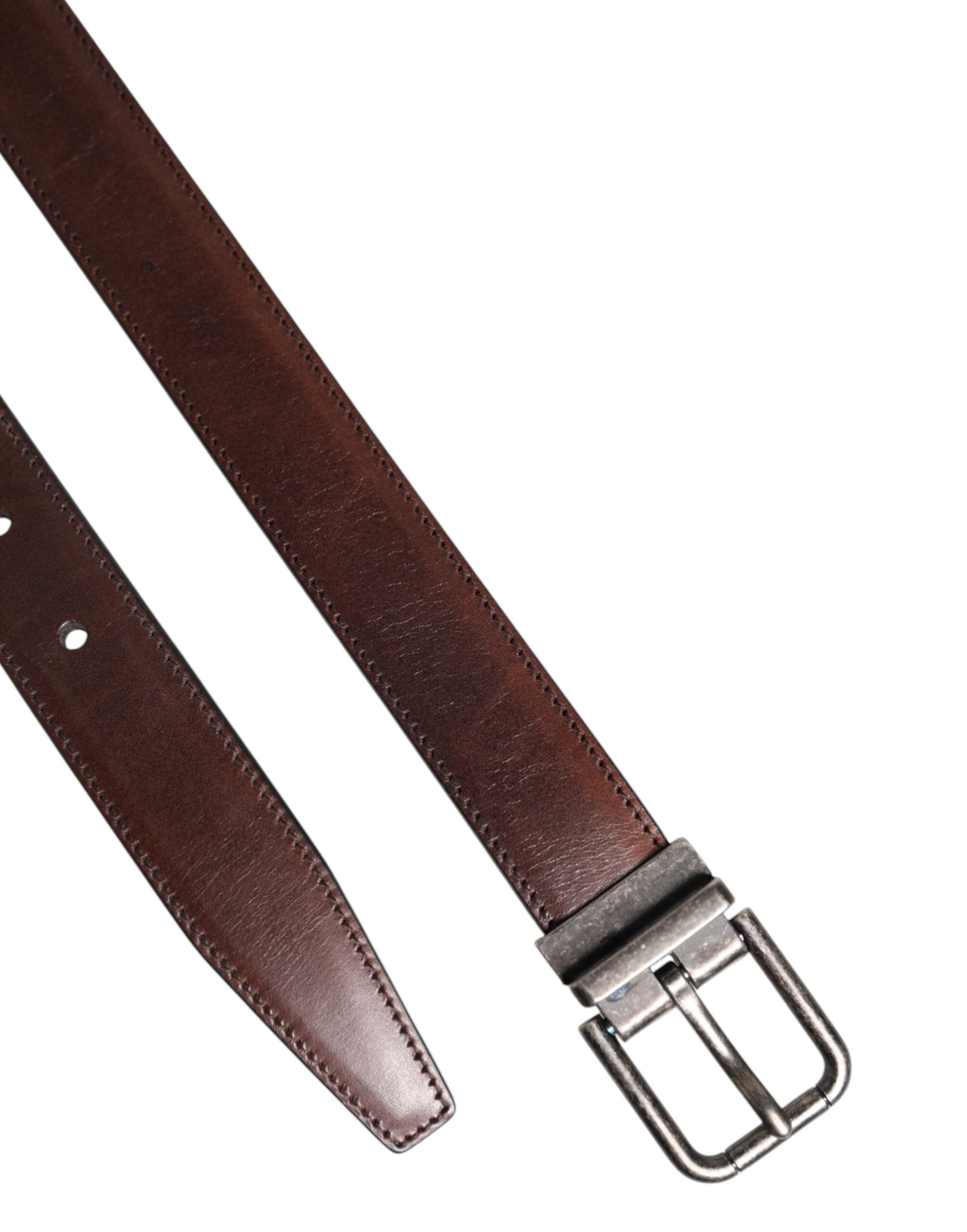 Dolce & Gabbana Brown Classic Calf Leather Metal Buckle Men's Belt