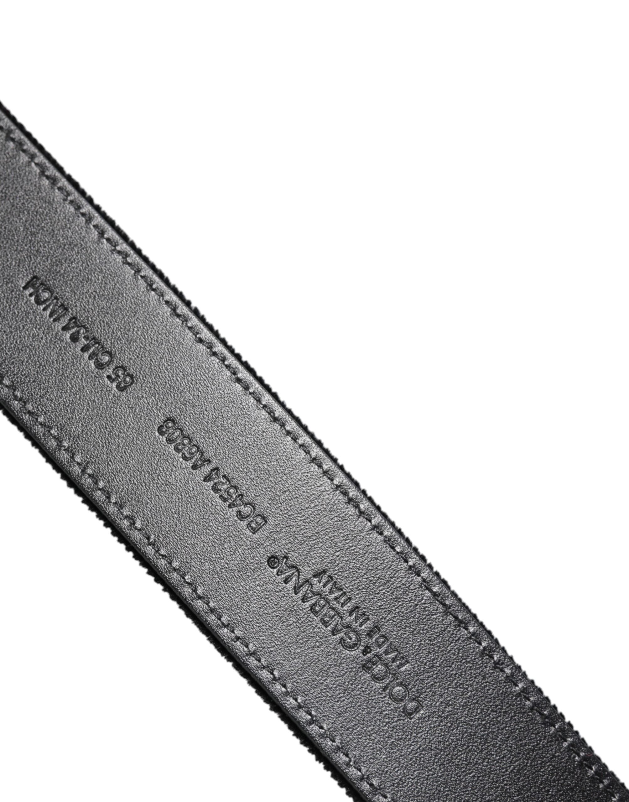 Dolce & Gabbana Black Cotton Silver Metal Buckle Men's Belt