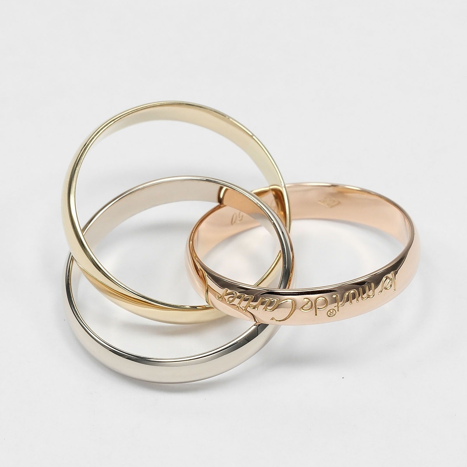 Cartier Trinity 18K Tricolor Gold Gold Yellow_Gold Ring Jewelry (Pre-Owned)