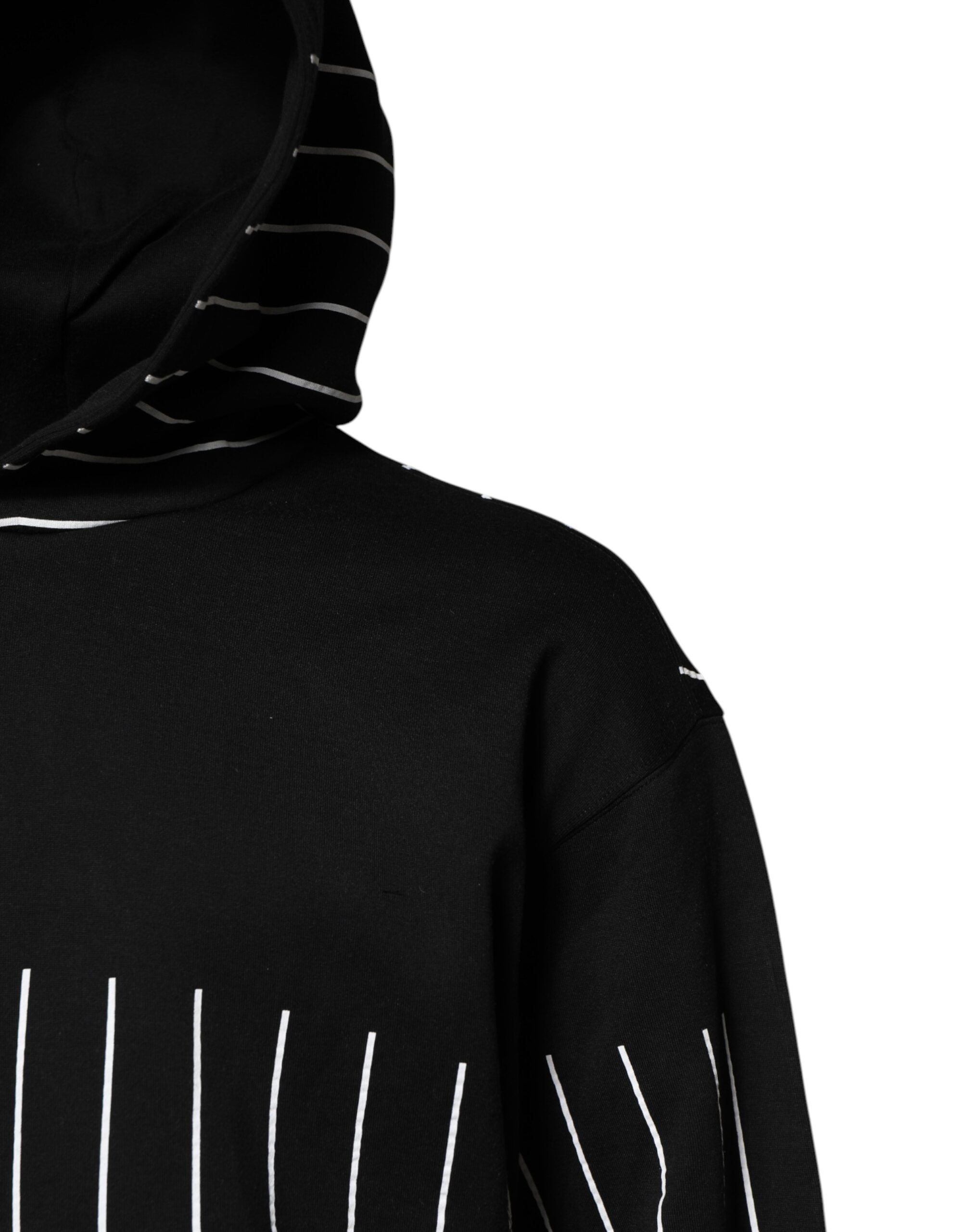 Dolce & Gabbana Black White Stripe Hooded Sweatshirt Men's Sweater