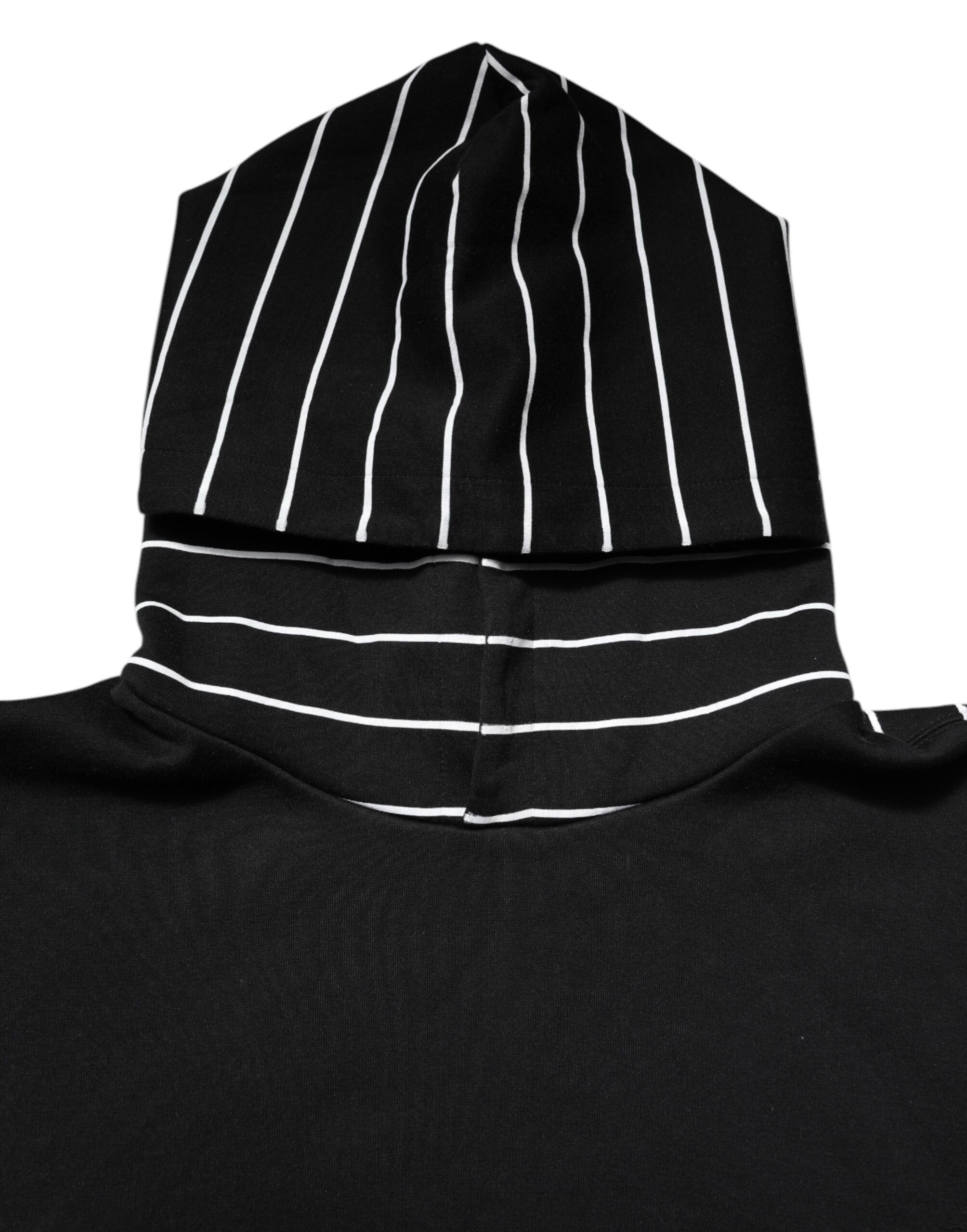 Dolce & Gabbana Black White Stripe Hooded Sweatshirt Men's Sweater
