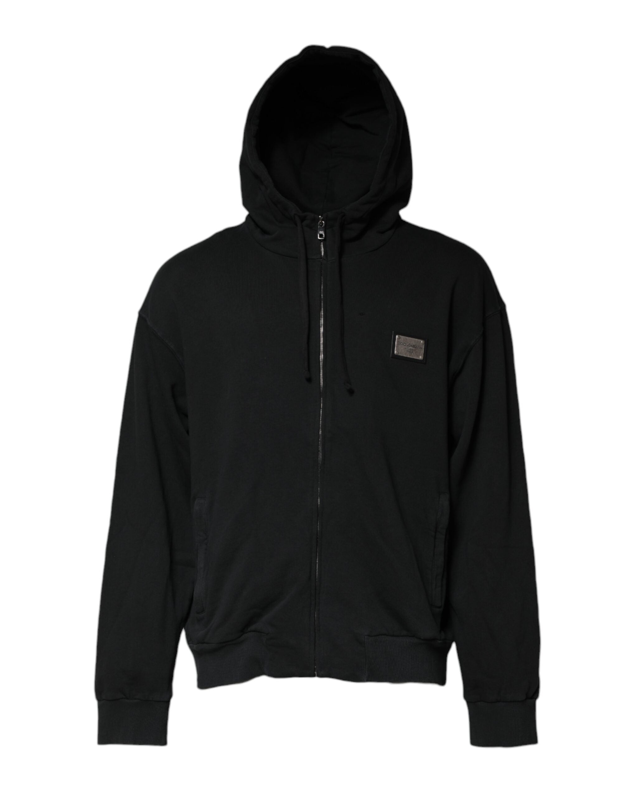 Dolce & Gabbana Black Logo Full Zip Hooded Men Sweatshirt Men's Sweater (Pre-Owned)