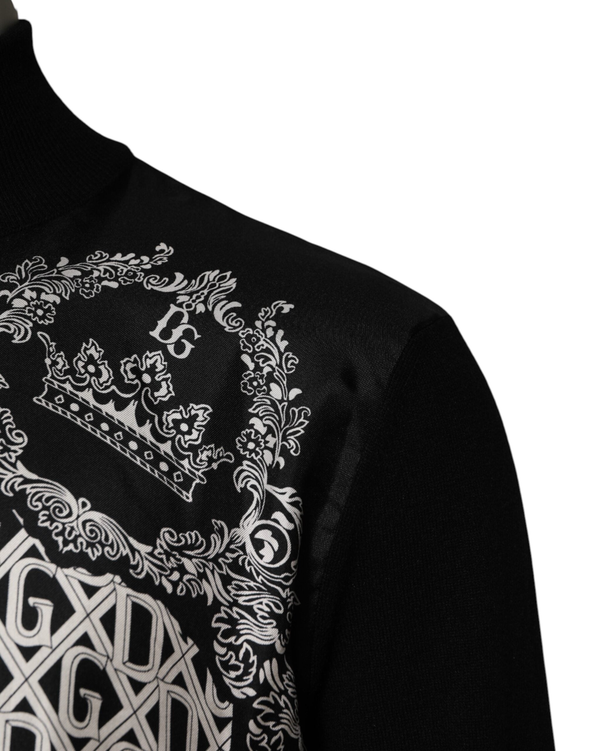 Dolce & Gabbana Black White Bandana Print Full Zip Men's Sweater