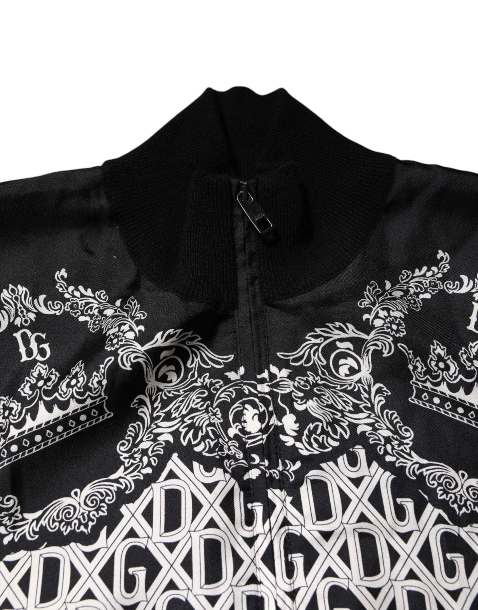 Dolce & Gabbana Black White Bandana Print Full Zip Men's Sweater