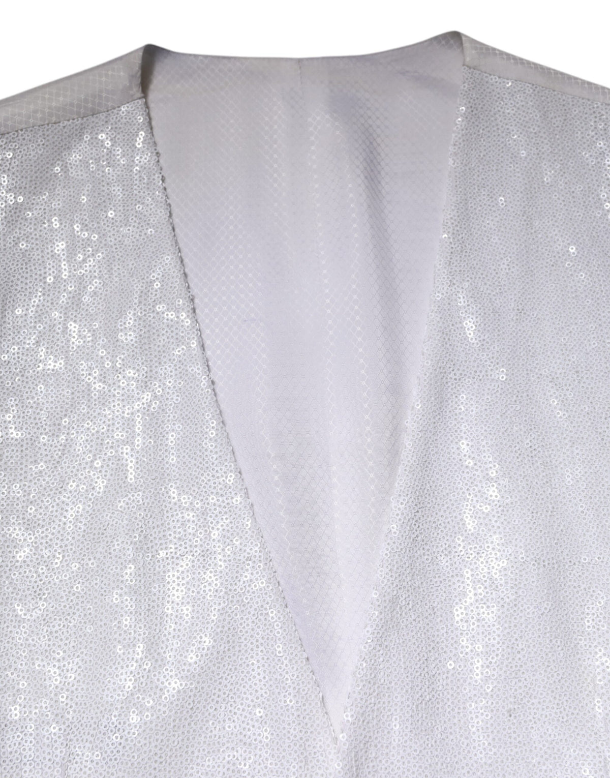Dolce & Gabbana White Sequined Dress Formal Waistcoat Men's Vest