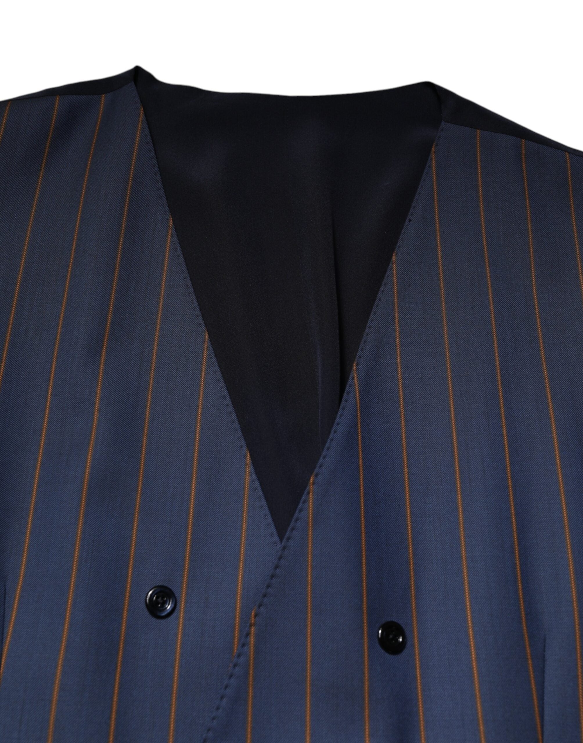 Dolce & Gabbana Blue Stripes Wool Formal Men Waistcoat Men's Vest