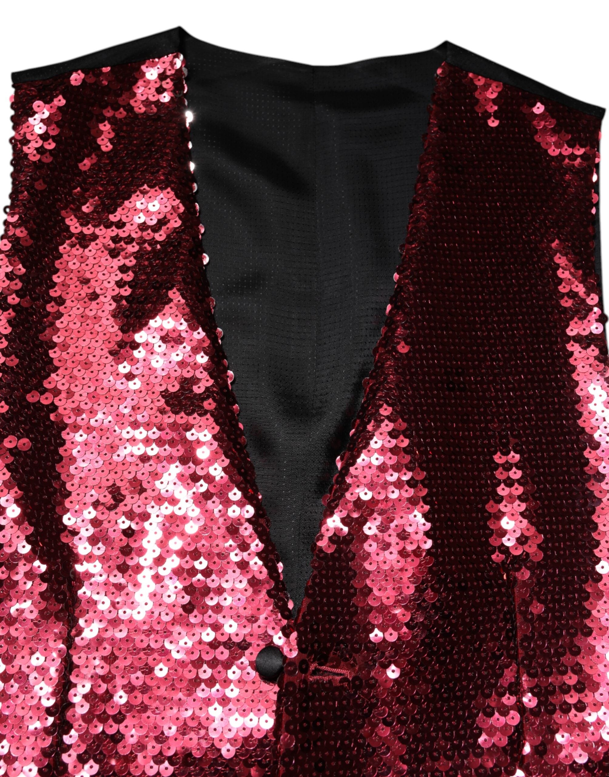 Dolce & Gabbana Red Sequined Dress Formal Men Waistcoat Men's Vest