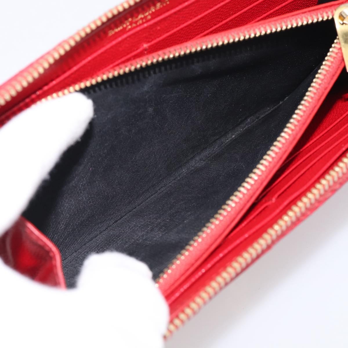 Saint Laurent Loulou Zip Around Matelasse Chevron Leather Red Leather Wallets Accessory (Pre-Owned)