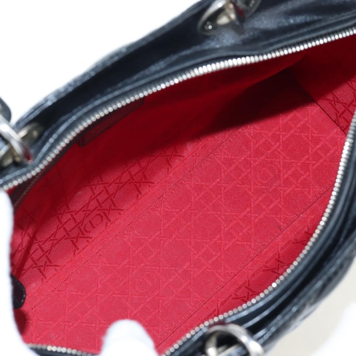 Christian Dior Lady Dior Lambskin Black Leather Handbag (Pre-Owned)