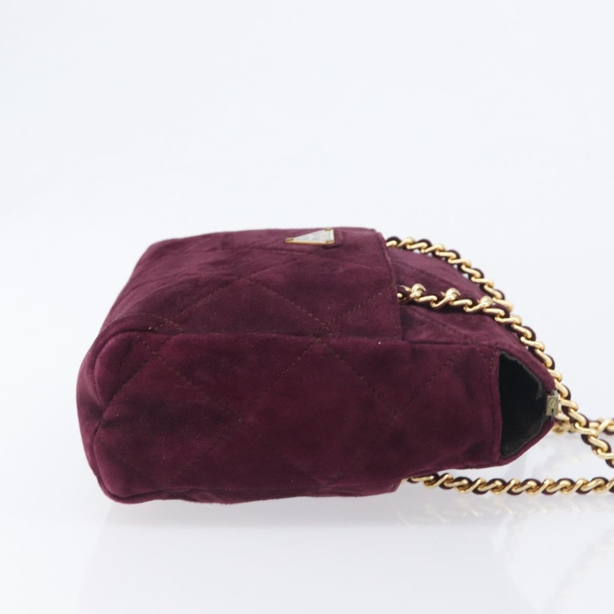 Prada Vintage Chain Flap Suede Burgundy Suede Shoulder Bag Bag (Pre-Owned)