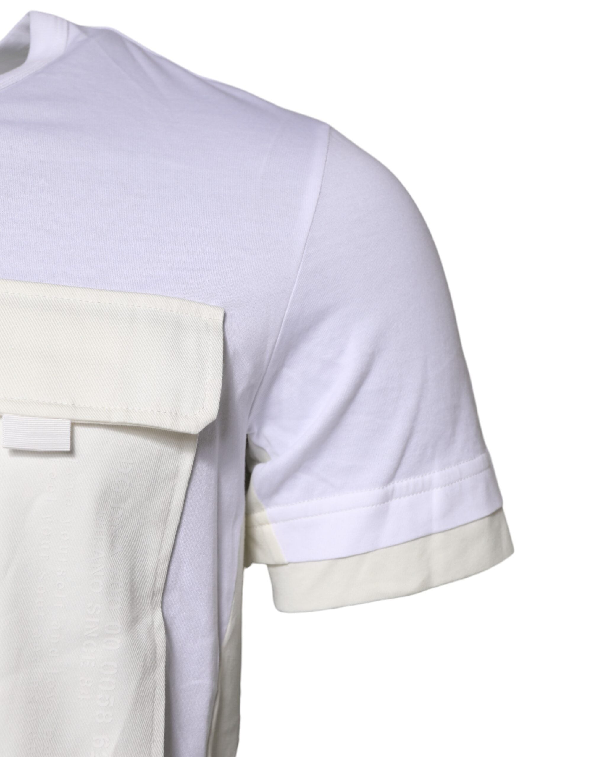 Dolce & Gabbana White Cotton Pocket Short Sleeves Men's T-shirt