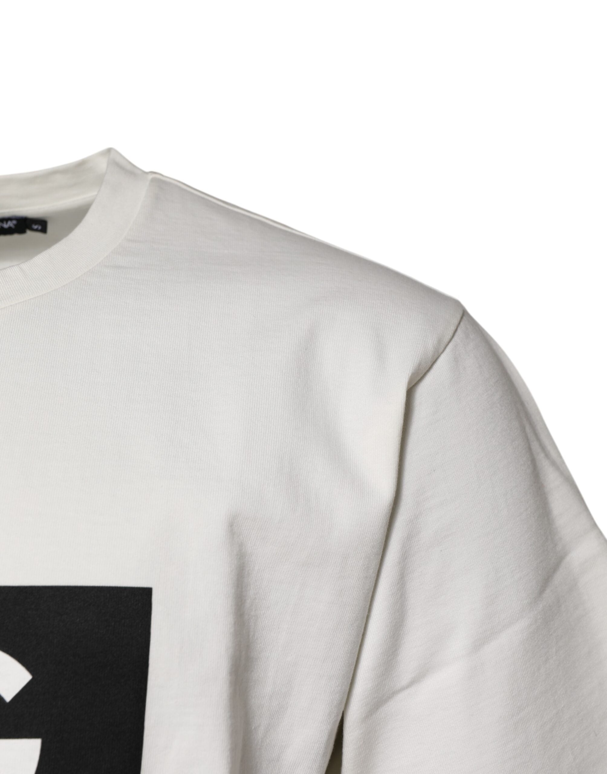 Dolce & Gabbana White Cotton DG Logo Print Round Neck Men's T-shirt (Pre-Owned)