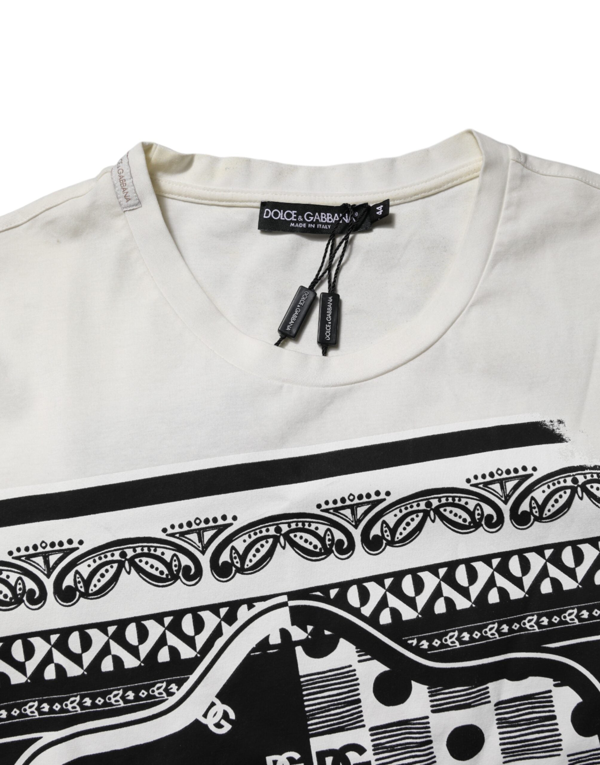 Dolce & Gabbana White Cotton Logo Bandana Print Men's T-shirt (Pre-Owned)
