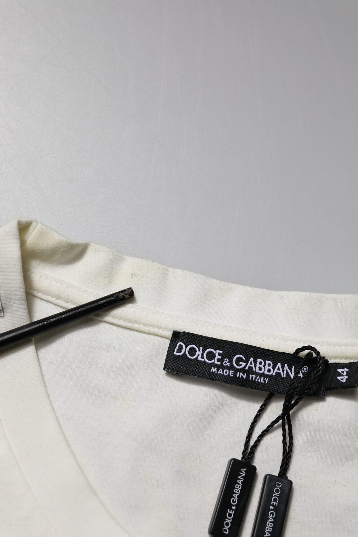Dolce & Gabbana White Cotton Logo Bandana Print Men's T-shirt (Pre-Owned)