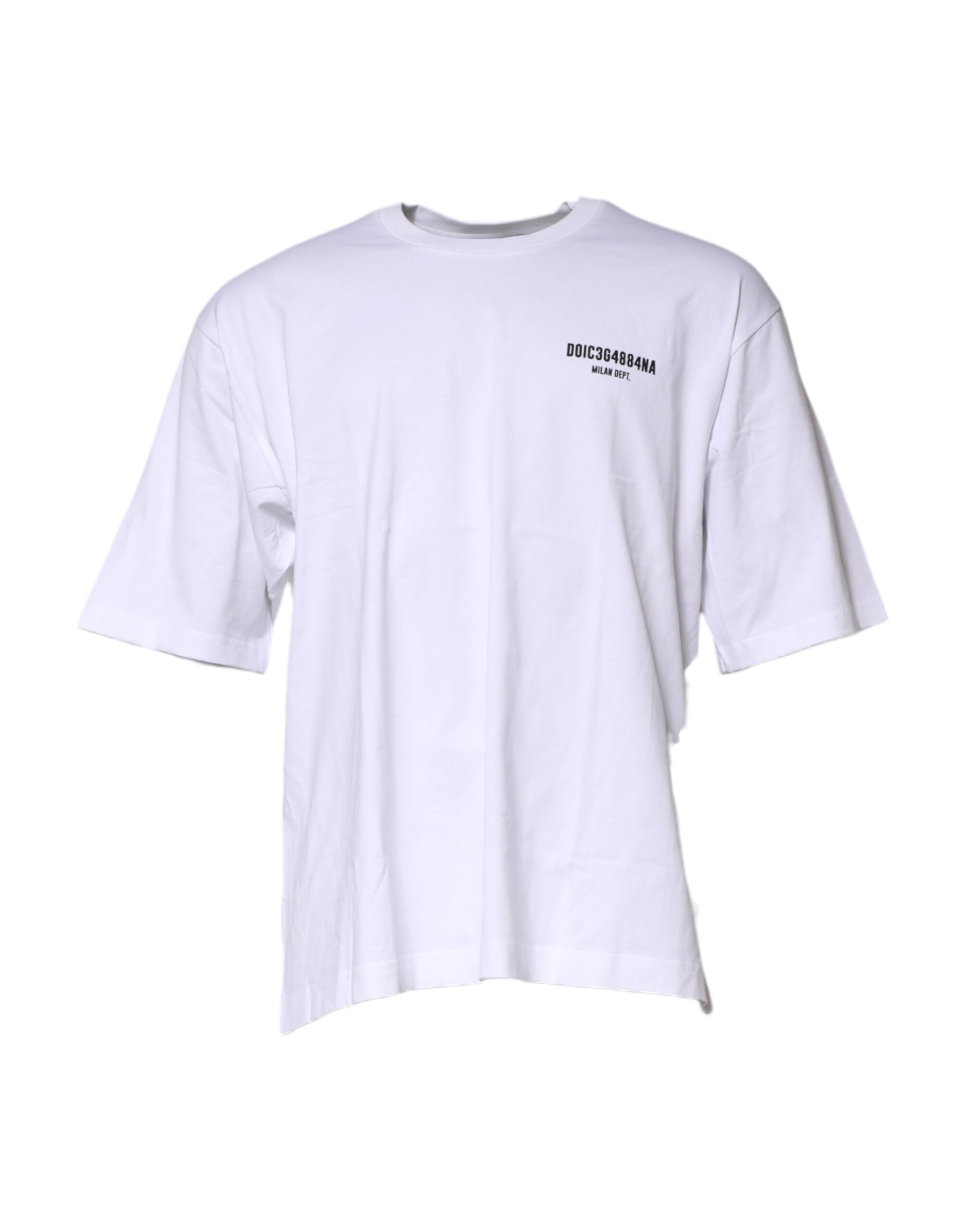 Dolce & Gabbana White Cotton Logo Print Crew Neck Men's T-shirt (Pre-Owned)