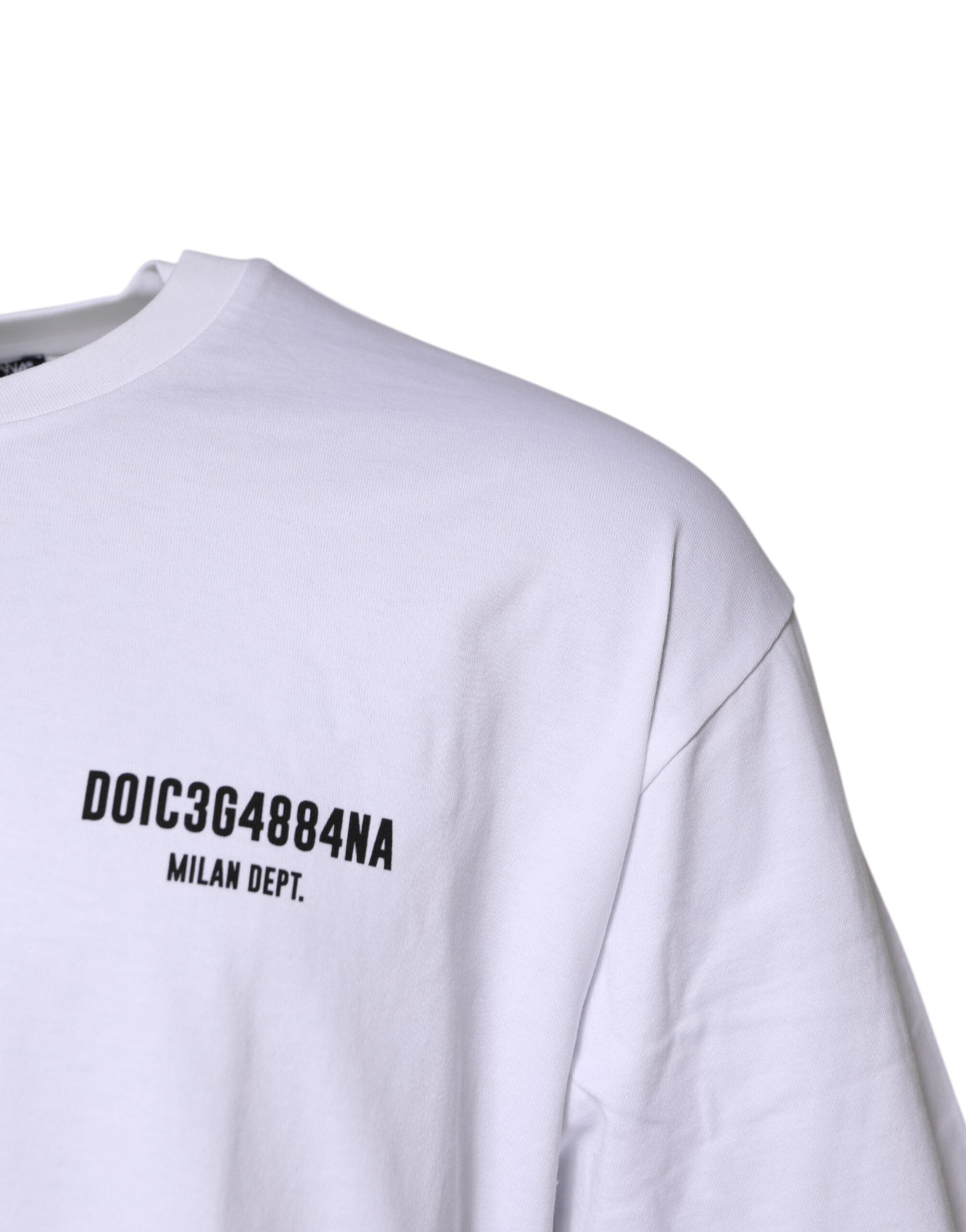 Dolce & Gabbana White Cotton Logo Print Crew Neck Men's T-shirt (Pre-Owned)
