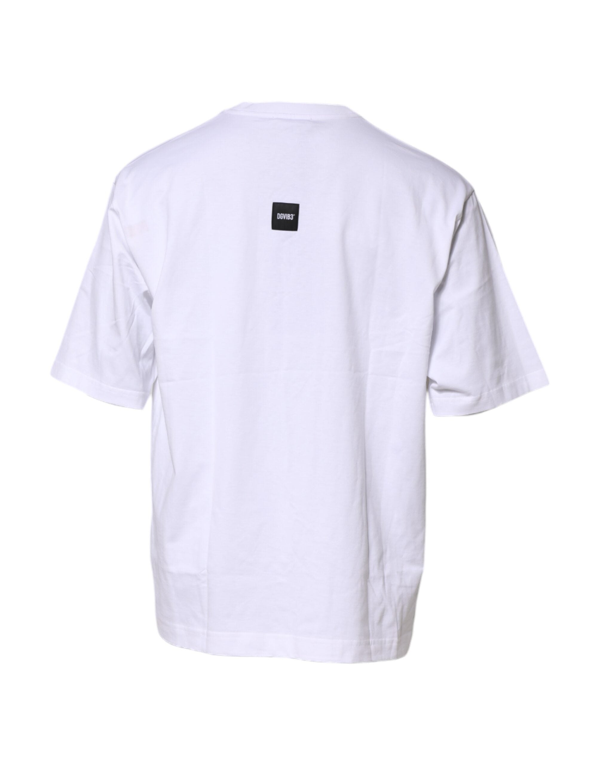 Dolce & Gabbana White Cotton Logo Print Crew Neck Men's T-shirt (Pre-Owned)